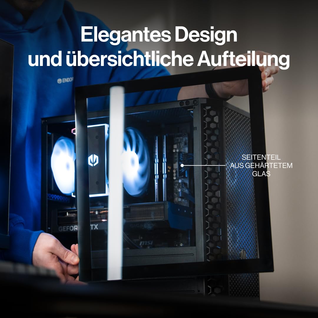 ENDORFY Signum M30 ARGB, mATX PC-Gehäuse, 3x120 mm ARGB PWM-Lüfter, bis zu 159 mm CPU-Kühler, bis zu 345 mm GPU, Mesh-Panel, Staubfilter, 1xUSB-C 3.2 Gen 2x2, 2xUSB-A 3.2 Gen 1, kompakte Größe