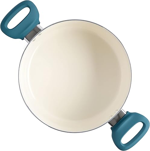 Miniatura 5 de Spice by Tia Mowry Savory Saffron - Horno holandés de cerámica antiadherente saludable de 5 cuartos de galón con inserto de vapor de acero