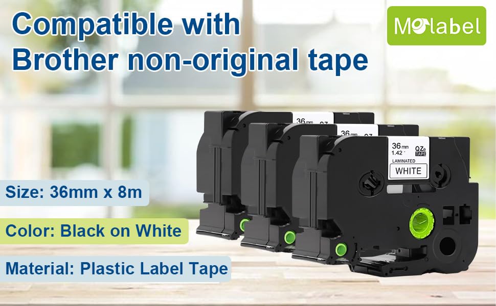 TZe-261 Black on White 36 mm x 8 m Compatible with Brother Equipment Tape for Brother Pt-530, Pt-550, Pt-D800W, Pt-P900W - Image 2