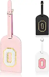 EMOOULI 1 pacote de etiquetas de bagagem para malas, lindas etiquetas de bagagem com letras para viagem com estilo com etiquetas de bagagem personalizadas - presente para crianças e adultos! (Rosa+O)