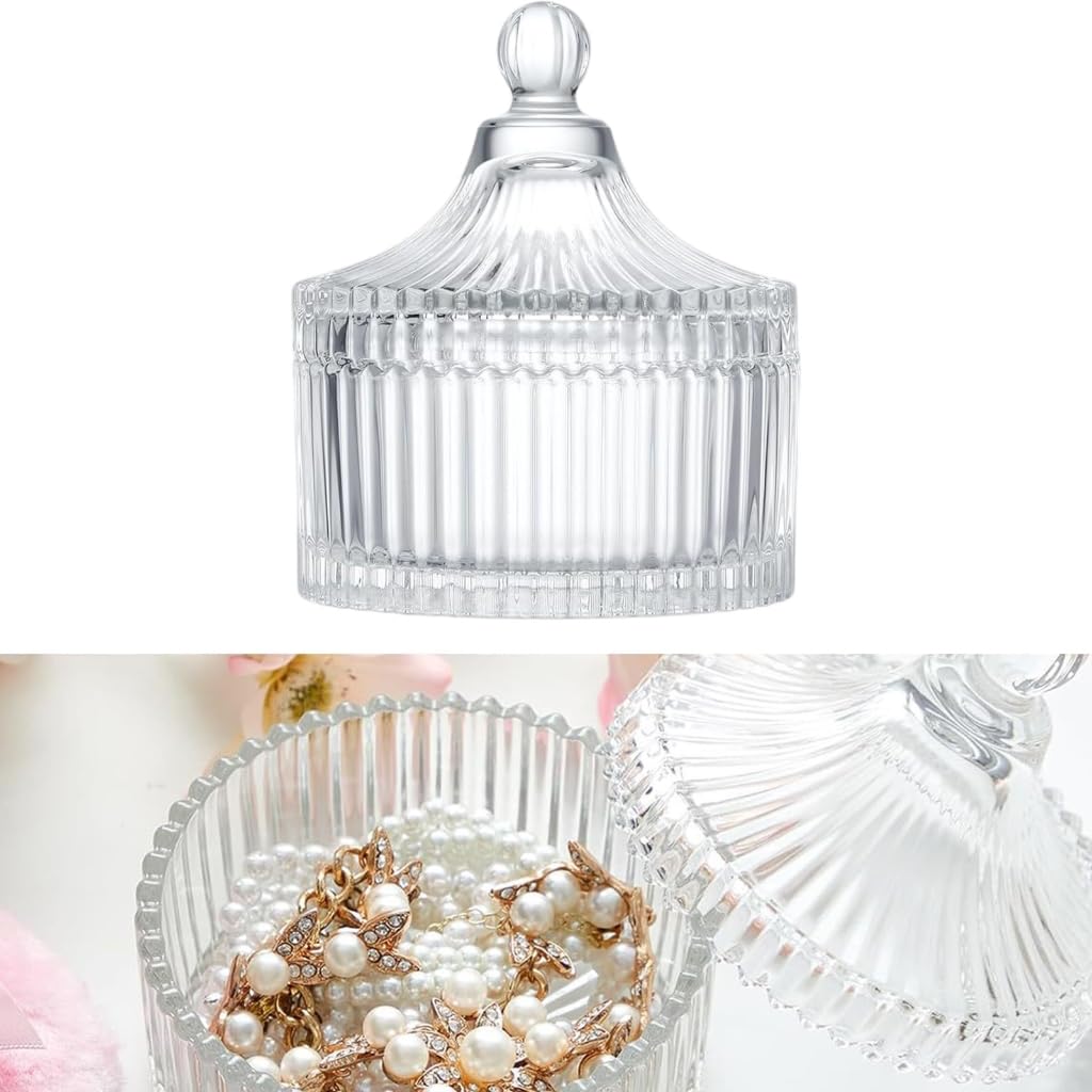 Lot de 3 grandes houppettes pratiques en velours dans un élégant support en verre pratique pour un usage domestique ou professionnel