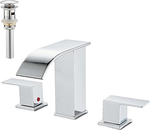 Grifo de baño generalizado para fregadero de 3 agujeros y 8 pulgadas, grifos de baño modernos con drenaje emergente y líneas de suministro cUPC para