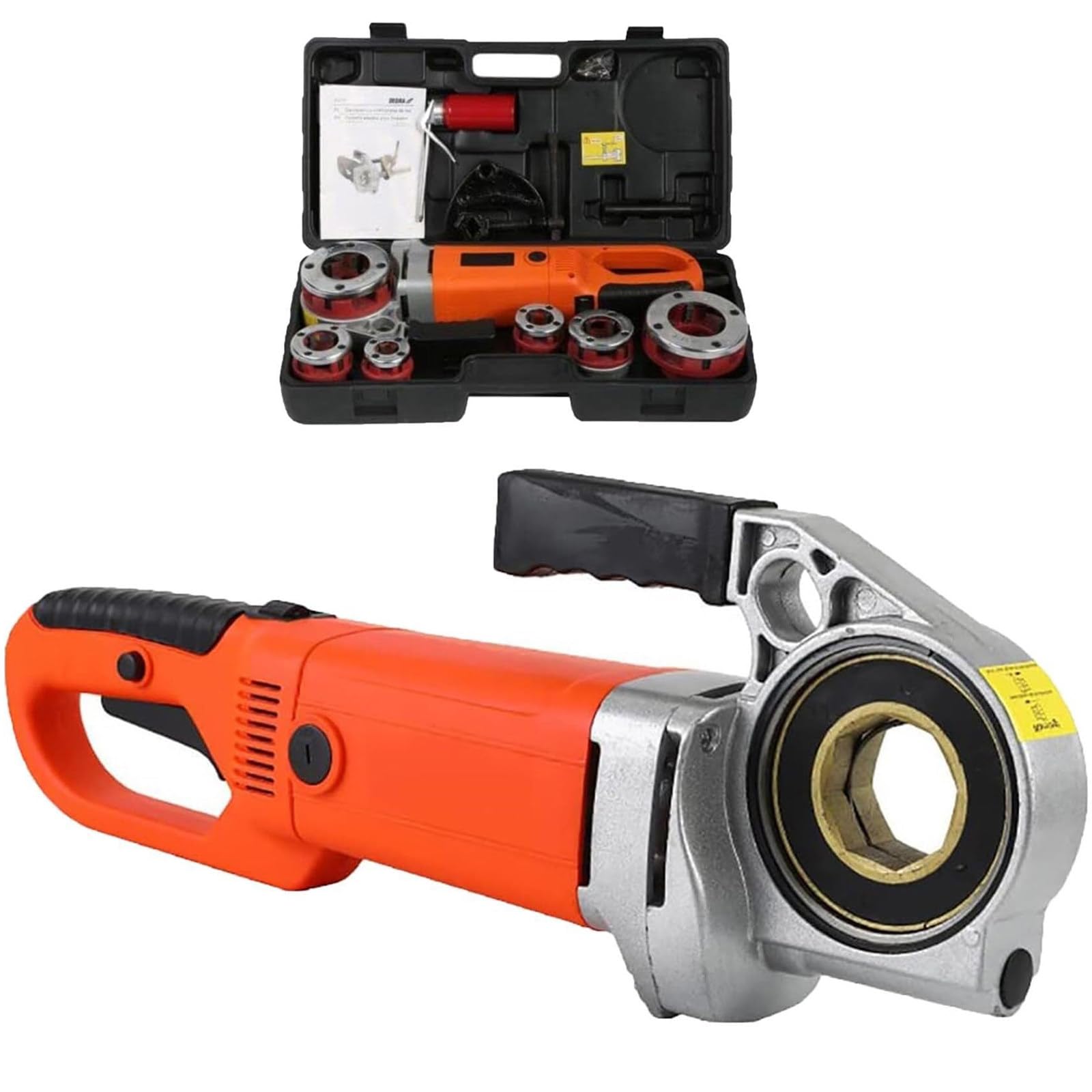 Kit de Herramientas para Roscado de Tubos Eléctrico 2300W, Juego Completo con 6 Cabezales de Hierro Fundido (1/2"-2") y Estuche, Roscadora Portátil para Fontaneros