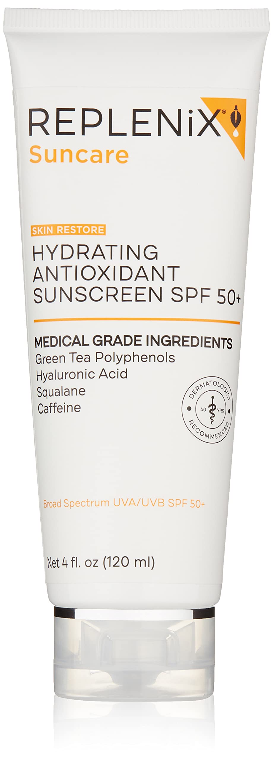 Replenix Antioxidant Hydrating Sunscreen SPF 50+ Medical Grade Sun Protection, Zinc Oxide, UVA