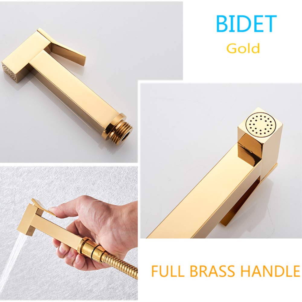 Spruzzatore per bidet con acqua fredda e calda, in ottone, portatile, per doccia, doccia, bidet, rubinetto per la pulizia del WC, igiene personale, oro rosa (spazzolato
