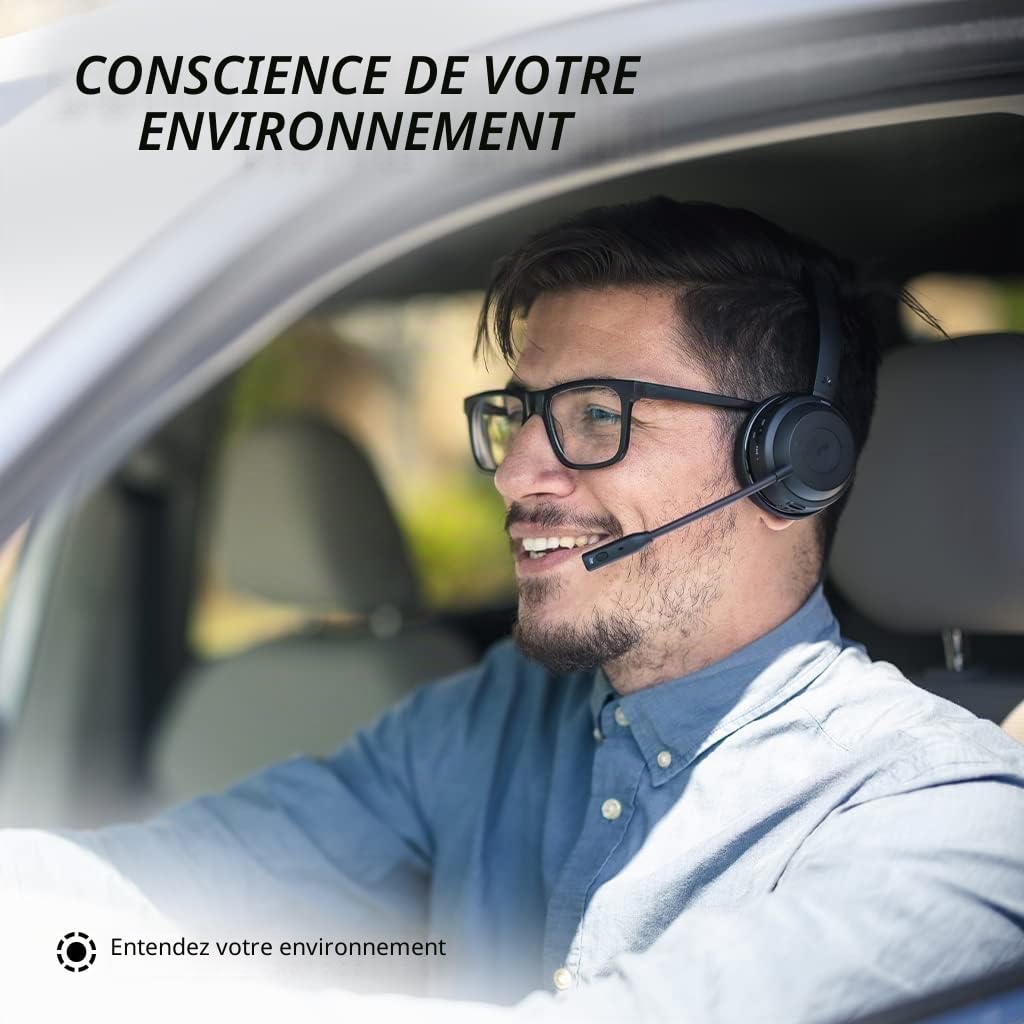 Avantalk Alto Solo - Casque Bluetooth sans Fil avec Micro pour PC et Ordinateur, Solution Bluetooth Qualcomm, Annulation de Bruit CVC, Support de Charge, Bouton Mute et Audio par Câble
