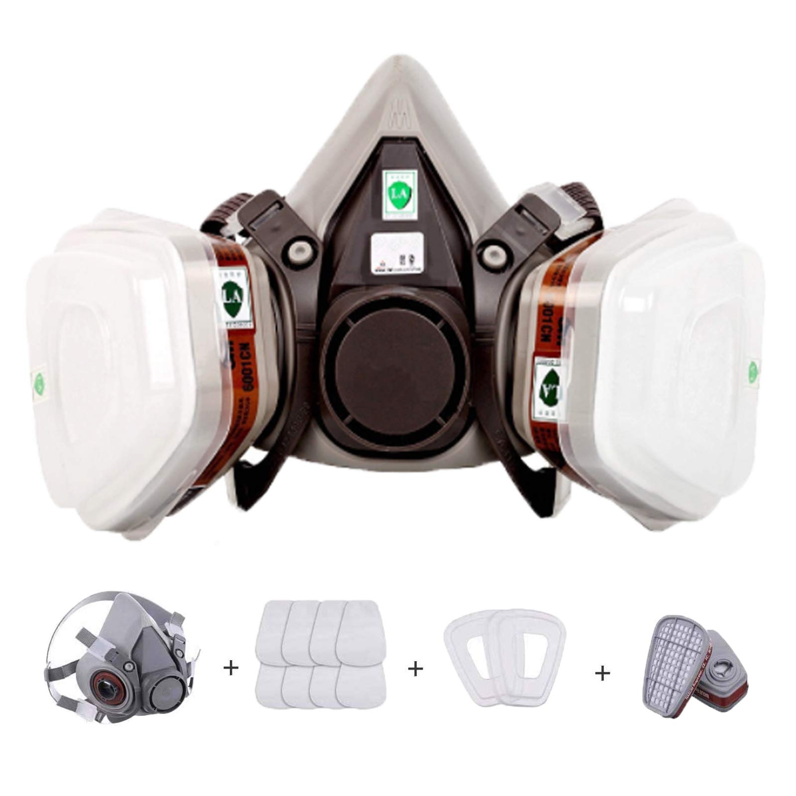 Reusable Face Cover Set for Painting Against Dust/Organic Vapors/Smells/Fumes/Sawdust/Asbestos Suitable for Painting,Staining,Car Spraying,Sanding &Cutting