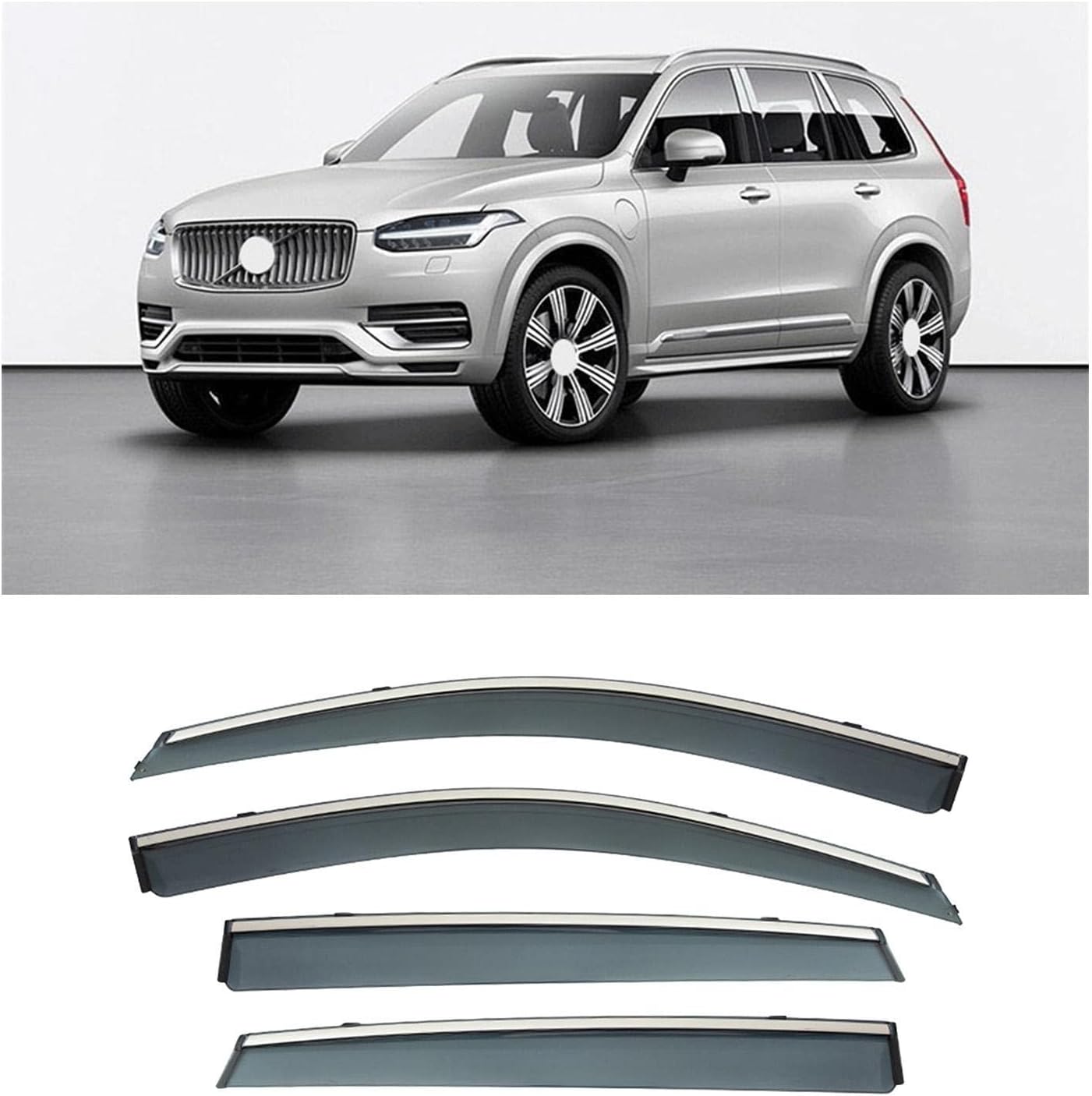 OGAUY 4 pcs side window rain guards for Volvo XC90 2015-2020 Electroplated Car Wind Deflectors window visor car rain shield deflectors awning cover Vent Guard