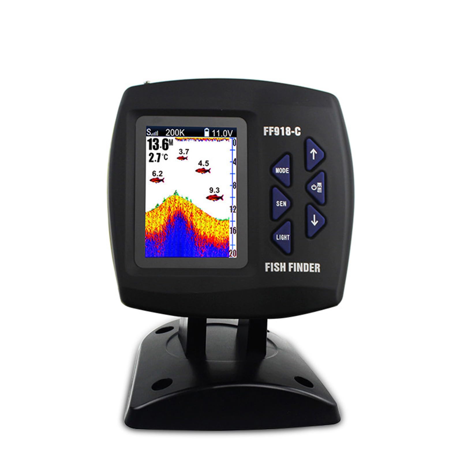 Ecoscandaglio con Schermo a Colori Display a Colori Ecoscandaglio LCD da 3,5 Pollici Cablato Doppia Frequenza 328 Piedi 100 M Sonar con Galleggiante