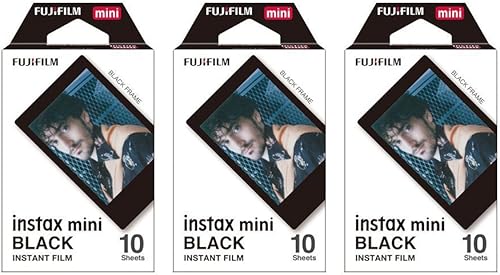 Fujifilm Instax Mini - Juego de 3 unidades de marco negro de película instantánea, marco negro (10 x 3) para impresora Mini 90 8 70 7s 50s 25 300