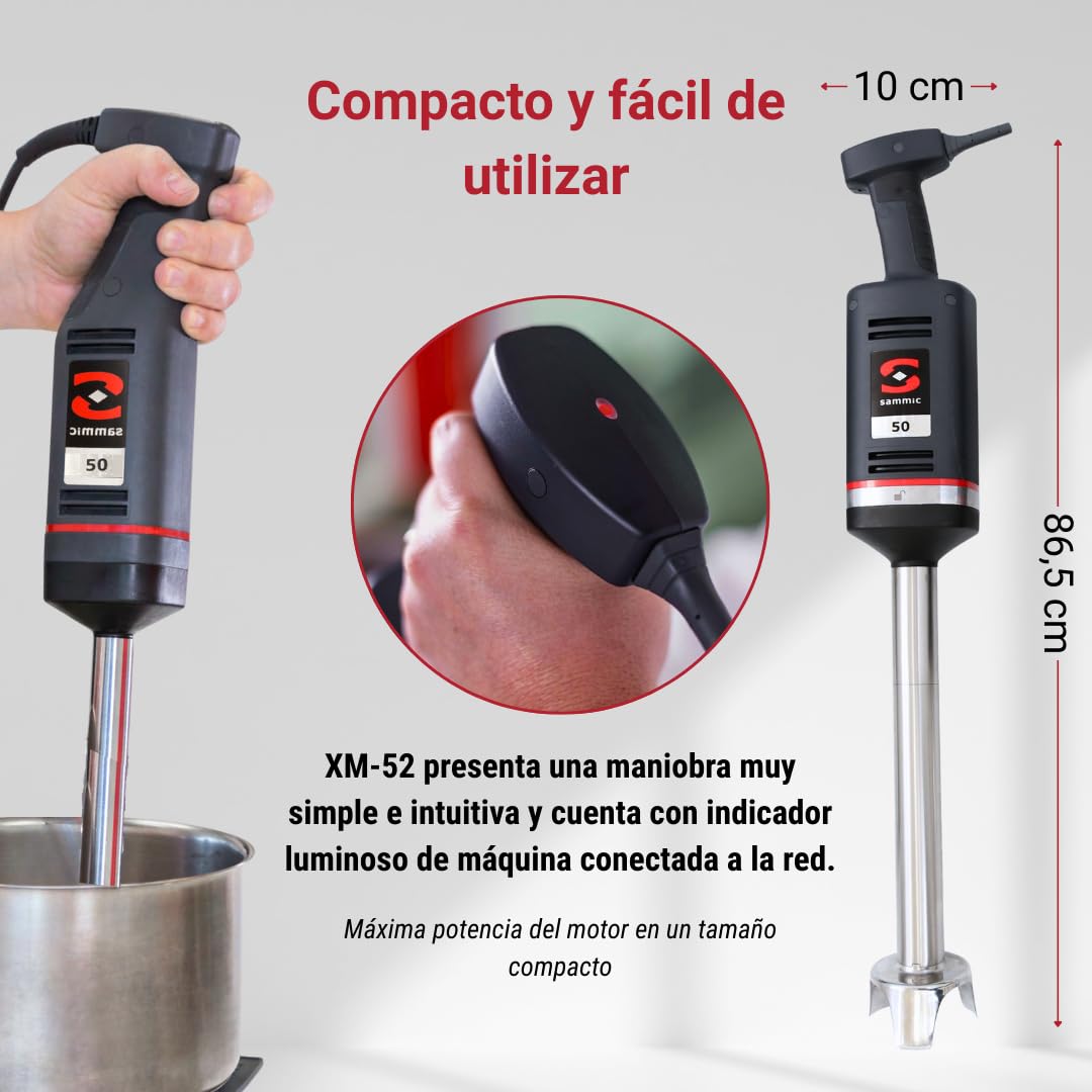 Yommak - Frullatore a mano XM-52 Sammic - 570 W frullatore industriale da 525 mm per contenitori fino a 120 litri - Mixer cucina ideale per uso professionale pasticceria Horeca