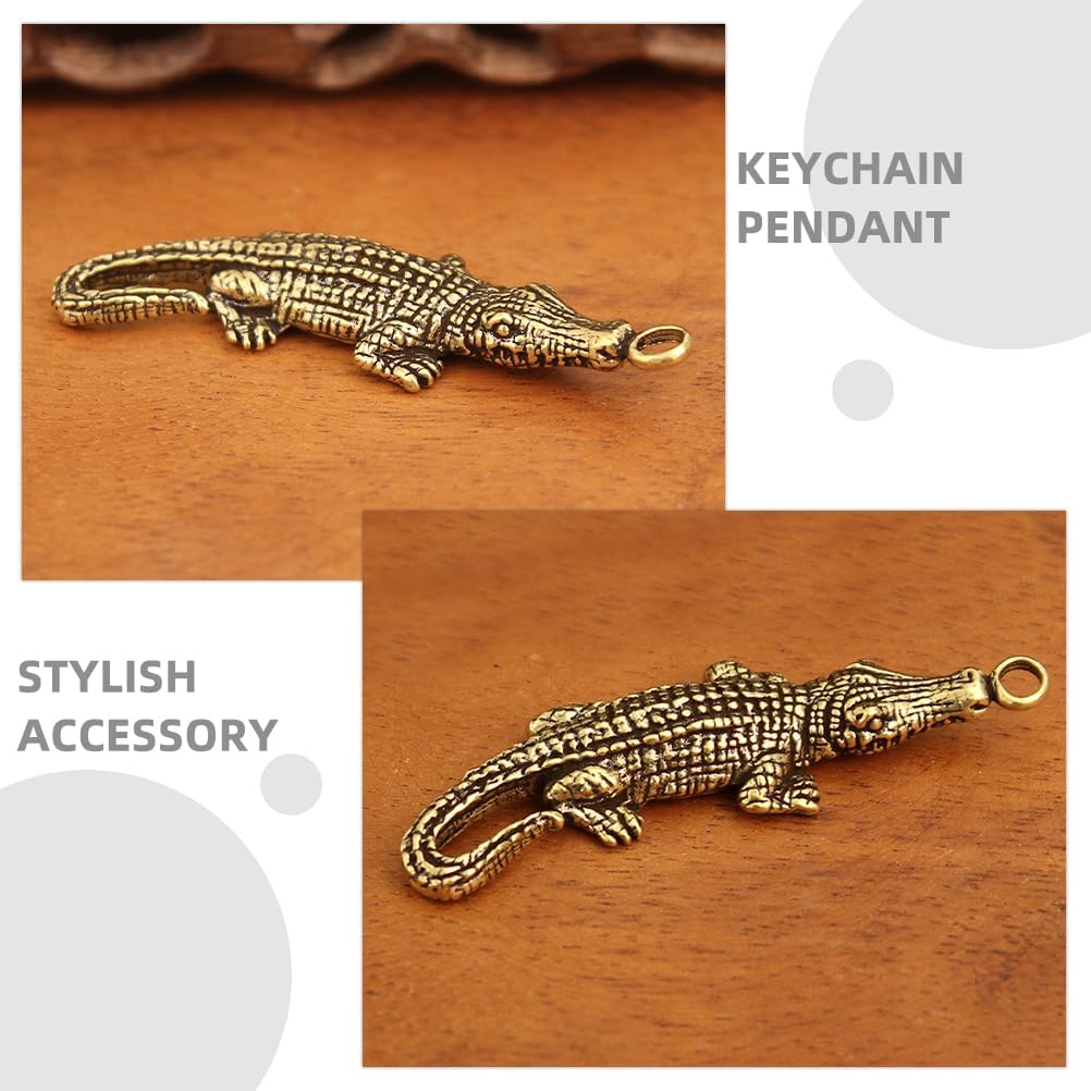 HOMSFOU Retro Mini Alligator Keychain Pendant Lightweight Brass Animal Charm for Keys Bags Accessories Vintage Decorative Keychain Hanging Ornament - Image 7