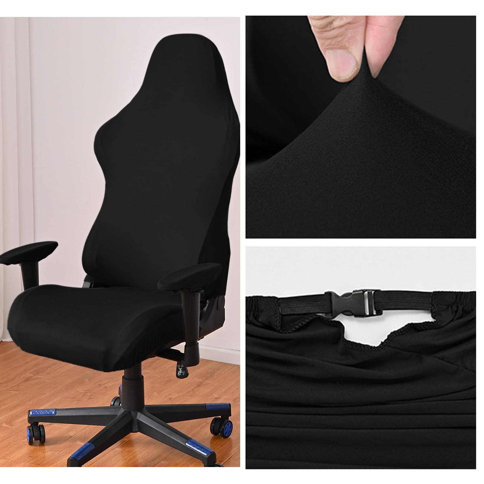 Guanici 4 Pieces Protective Cover for Gaming Chair Cover Scratch Resistant Covers Office Chair Cover Set for Computer Chairs Armchairs Swivel Chairs Gaming Chairs (Black) - Image 3