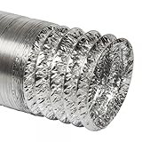 Bilake Tubo Flexible de Aluminio sin aislar 10m para ventilación, climatización, Extractor Cocina, Salida de Humos Campana extractora.