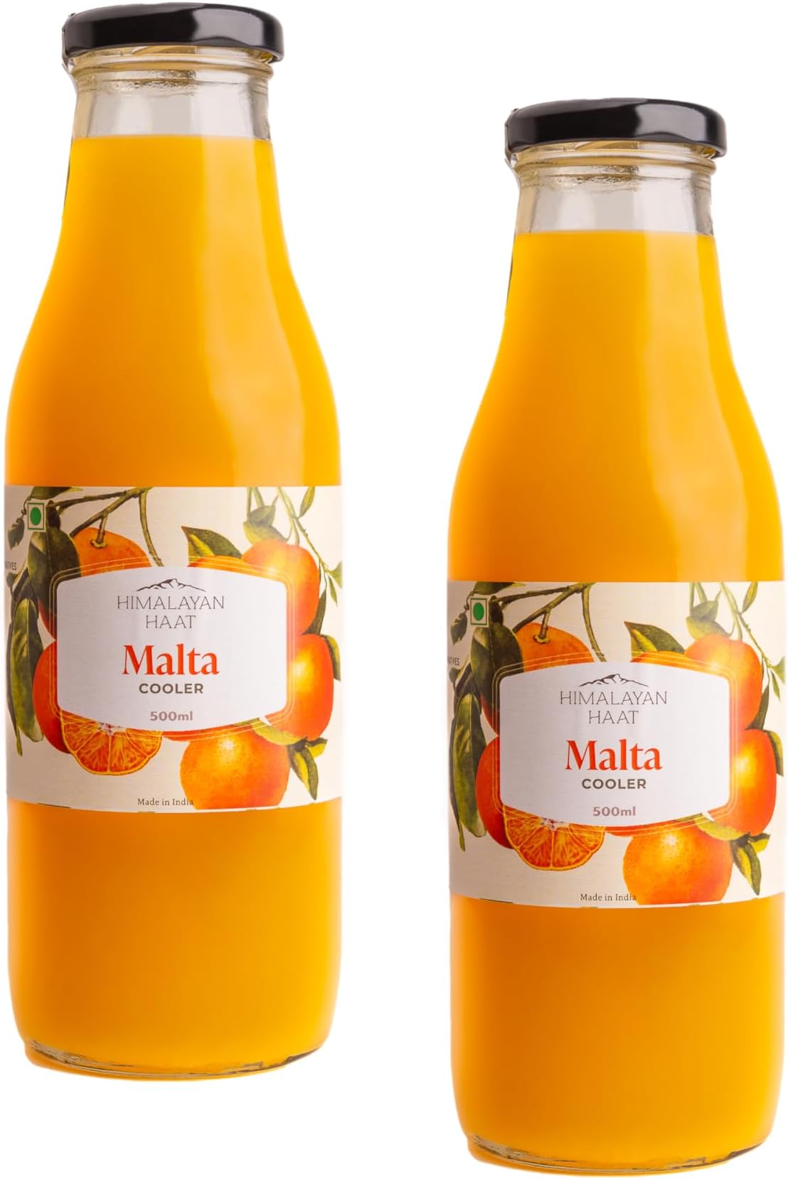 Himalayan Haat Malta Cooler โ 100% Natural Malta Orange Squash, Made with Khand | No Preservatives or Additives | 500ml (Pack of 2)