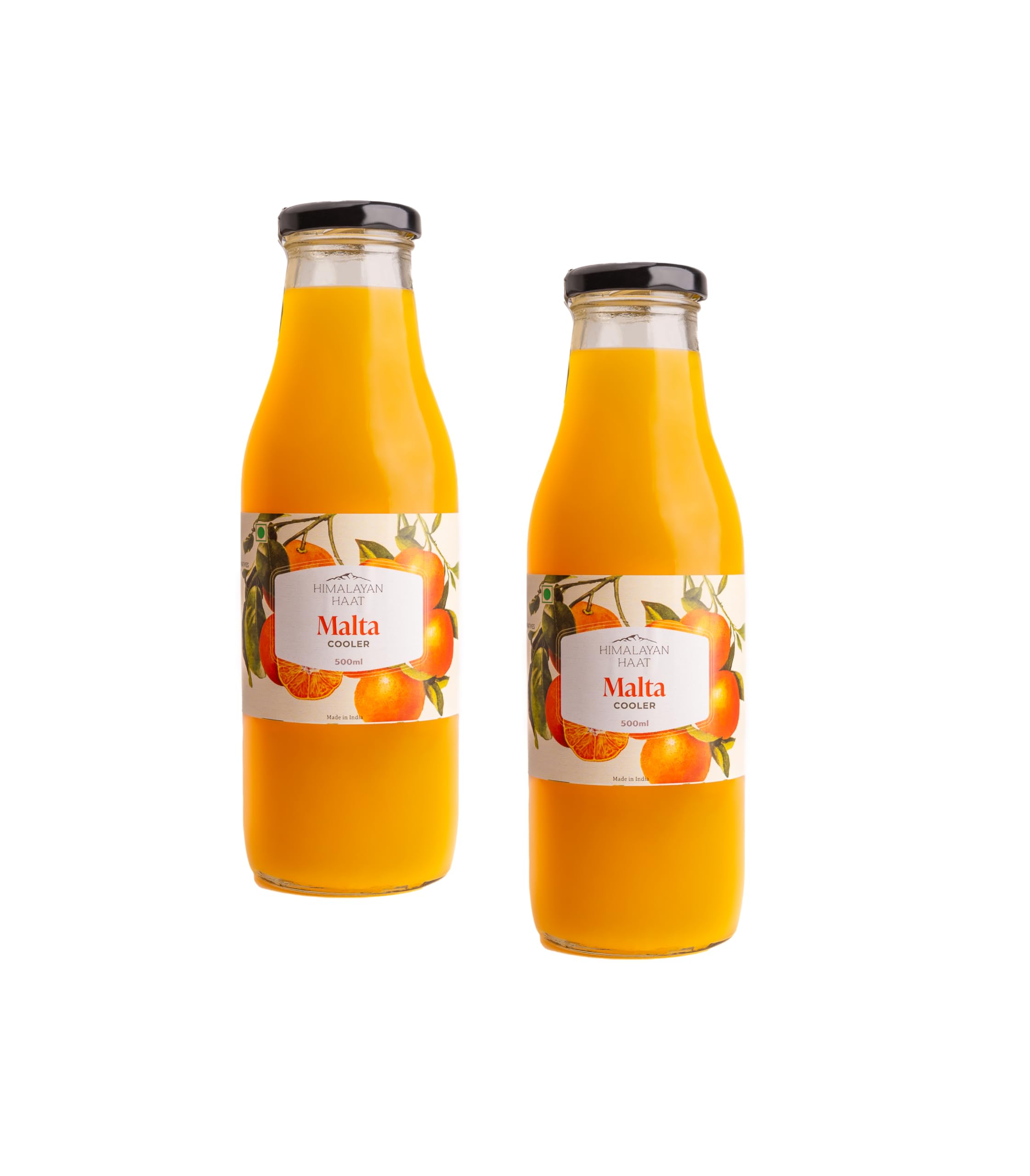 Himalayan Haat Malta Cooler – 100% Natural Malta Orange Squash, Made with Khand | No Preservatives or Additives | 500ml (Pack of 2)