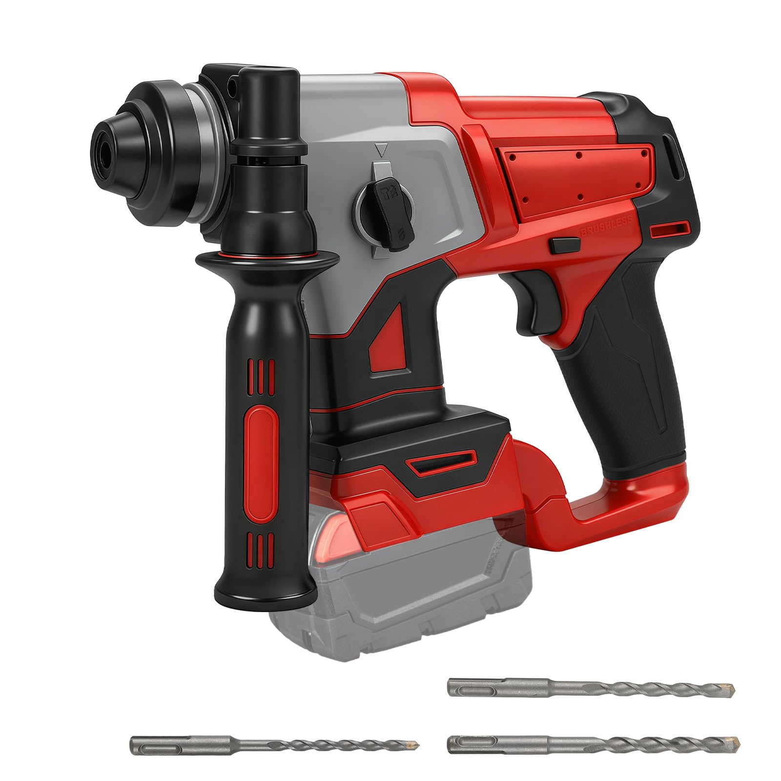 Roadtime 3J Martello Perforatore 1250W compatibile con Milwaukee 18V Battery (senza batteria),Motore senza spazzole martello 3500RPM,Hammer combinato con 3x Drill Bit SDS PLUS,Foratura 22mm