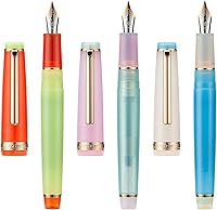 Vista 1 de 3 Jinhao 82 Pluma estilográfica transparente mixta color macaron acrílico punta media oro Trim con convertidor