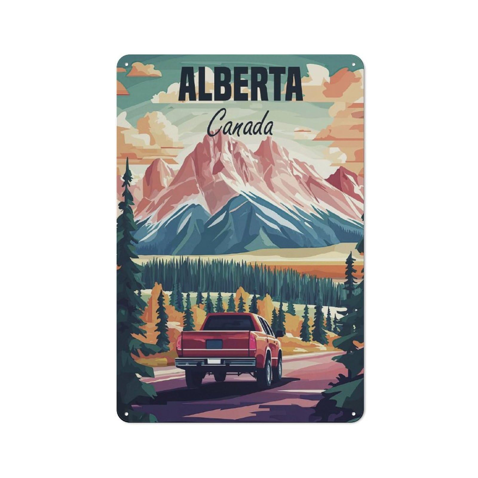 Junmoney Alberta Canada Travel Vintage Tin Sign 30X20cm Featuring Industrial Wall Art For Garage, Workshop, Shed Or Utility Room
