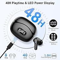 Vista 4 de Wireless Earbuds, Bluetooth Headphones 5.4 HiFi Stereo, Ear Buds with 4 ENC Noise Cancelling Mics, 48H Bluetooth Earbuds with Dual LED Display, IP7