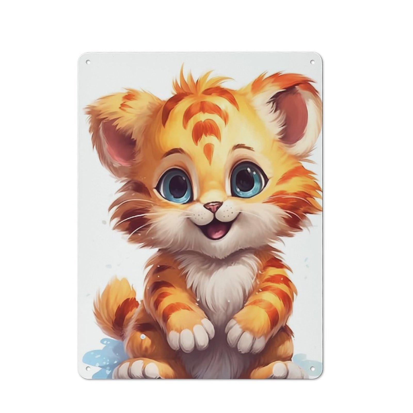 Junmoney Tiger Kids For Lounge Or Reading Corner, Rustic Tin Sign 40X30cm, For An Autumn Update To Lounge And Reading Corner