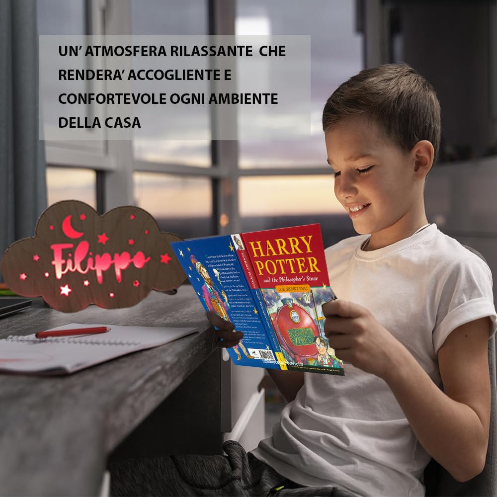 Soluzioni Green Shop Lampada Personalizzata con Nome – Luce Notturna per Bambini,Night Light LED per Cameretta – Idea Regalo Nascita Battesimo Compleanno
