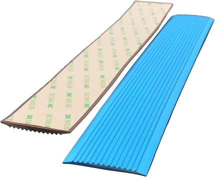 1.96 Inch W Self Adhesive Stair Anti-Slip Strip, PVC Stairs Treads Steps Tape for Elderly Kids Slip Resistant, Floor Gaps Transition Strip Color Blue, Size 1m/3.2ft