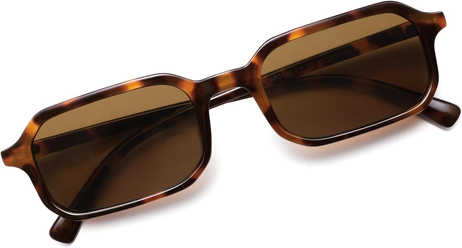 Appassal Retro Skinny Rectangle Sunglasses for Men Women 90s Narrow Sunnies Vintage Thin Frame AP3740