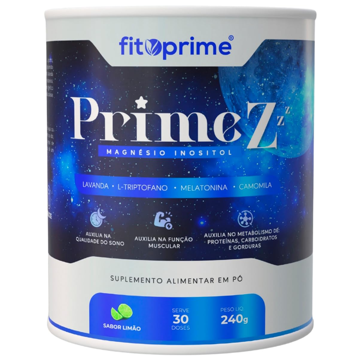 Prime Z Magnésio Inositol Lata 240 gramas sabor Limão Fitoprime