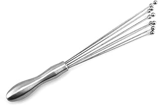 NNAA Fouet à Bille Manuel En Acier Inoxydable Fouet à Oeufs Métalliques De Cuisine Mélangeur à oeufs Avec Poignée Antidérapante Ergonomique Agitateur à main Antiadhésif Batteur à Rotatif (25cm)