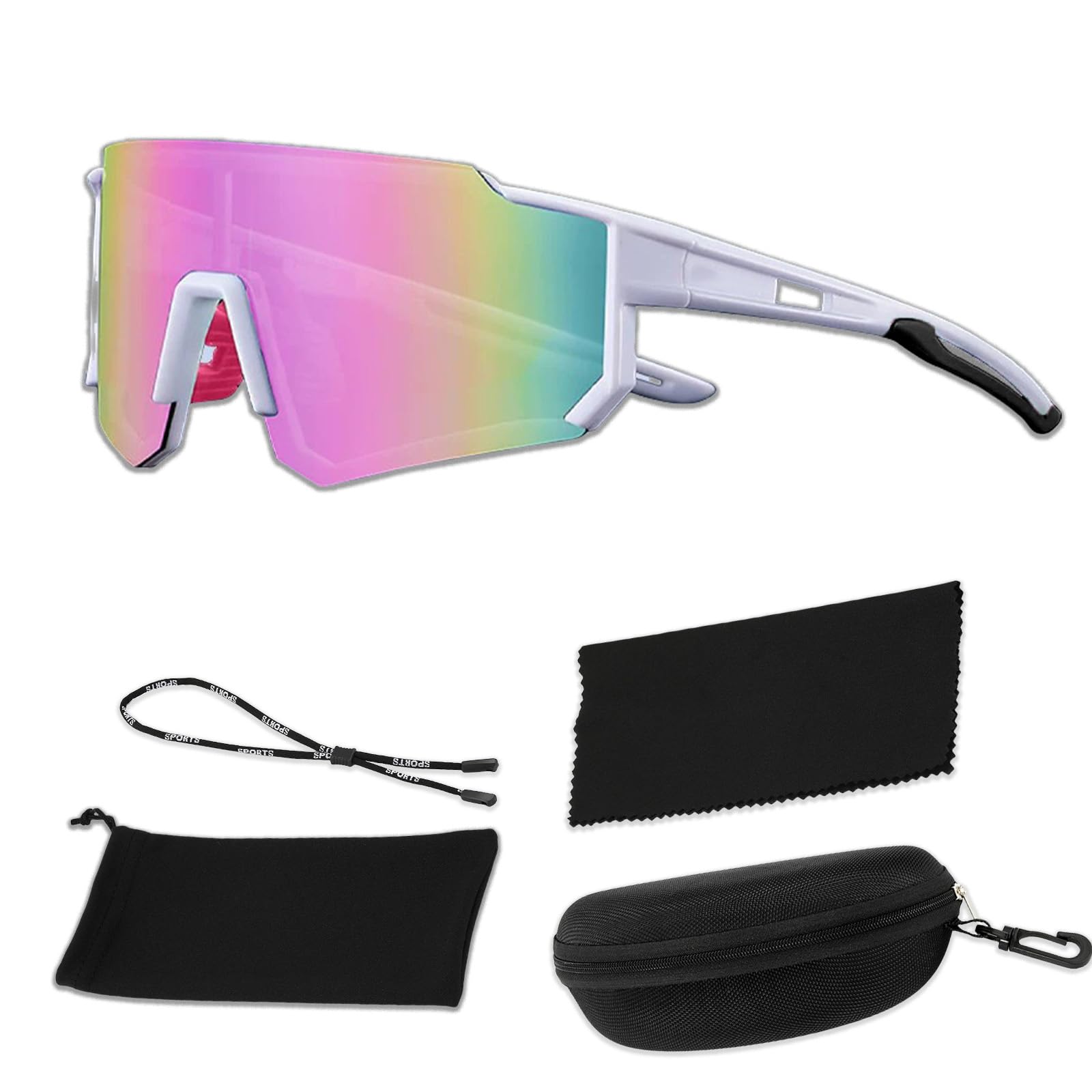 GWAWG Sports Glasses Set, Cycling Glasses Sunglasses for Men and Women, UV400 Protection Road Bike Glassess, Polarised Sunglassess for Cycling, Running, Baseball, Golf, Skiing, Mountaineering, Fishing