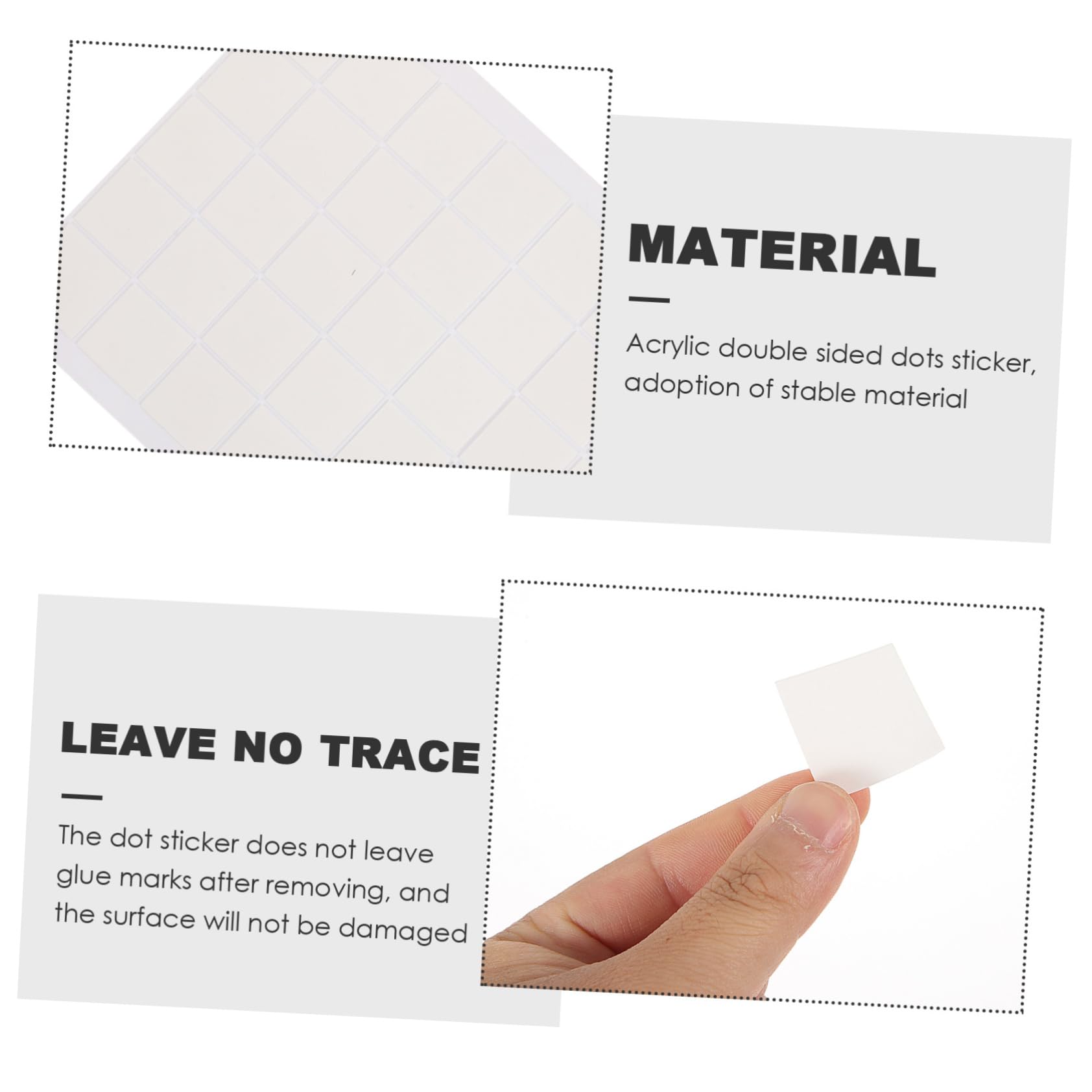 ERINGOGO 2Sheets Double Sided Adhesive Dots Round Square No Trace Sticky Dot Stickers for Crafts Projects Home and Office Use