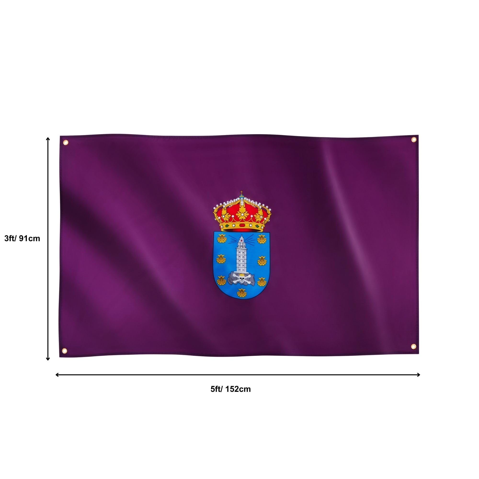 Runesol A Coruña Flag, 91x152cm, 3ft x 5ft, 4 Grommets, Eyelet In Every Corner, Spanish Regional Flag, La Coruna - Image 2