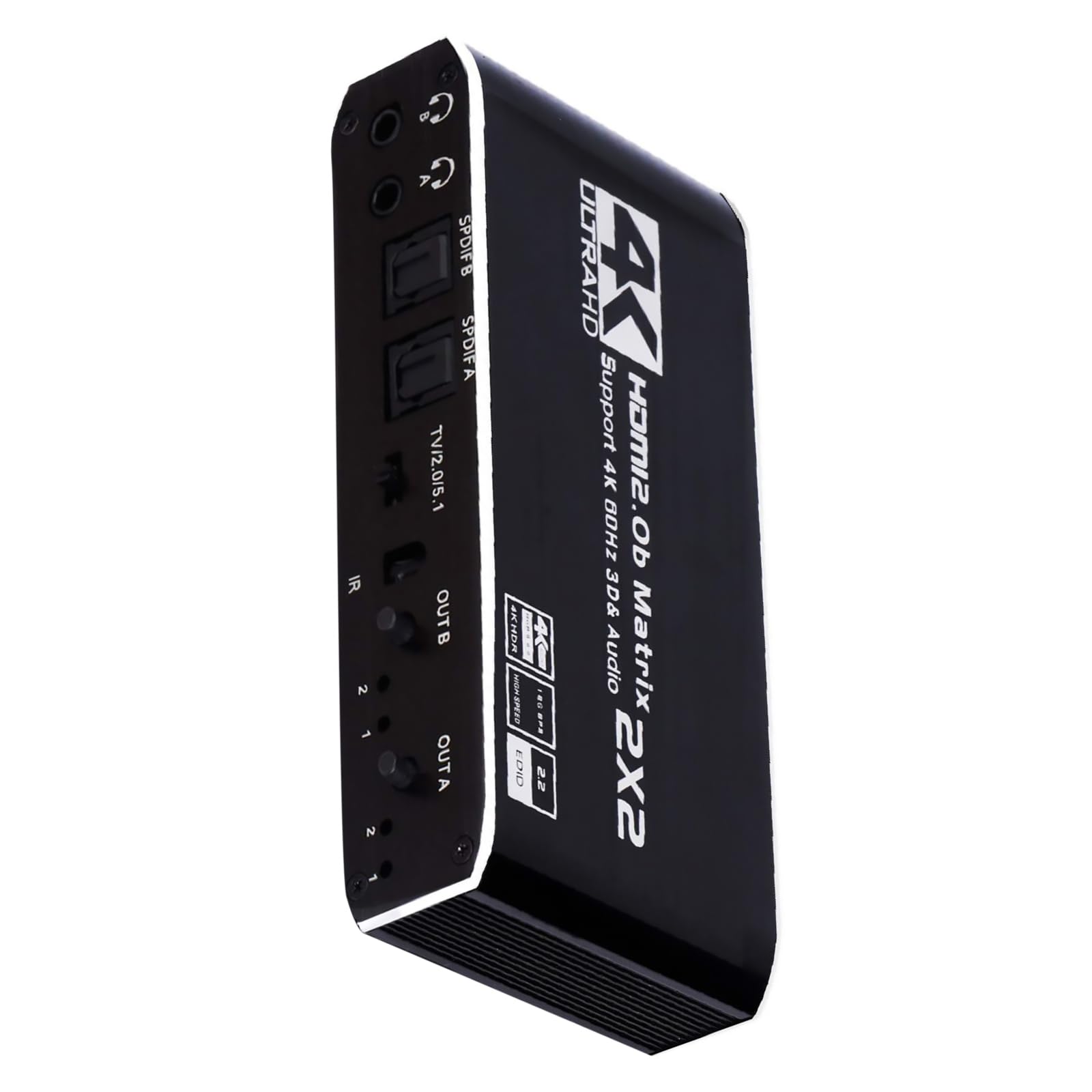 HDMI Matrix 2x2, 4K@60Hz HDMI Matrix Switch 2 in 2 Out Video Matrix Adapter Support HDMI 2.0b, HD, 3D Accessory