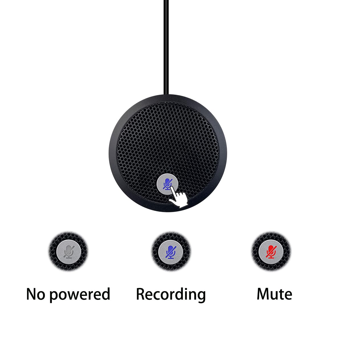 Microfono USB per Computer, microfono USB per conferenze, pulsante di silenziamento con indicatore LED, Mic a condensatore omnidirezionale per videoconferenze, Plug&Play per PC, laptop,