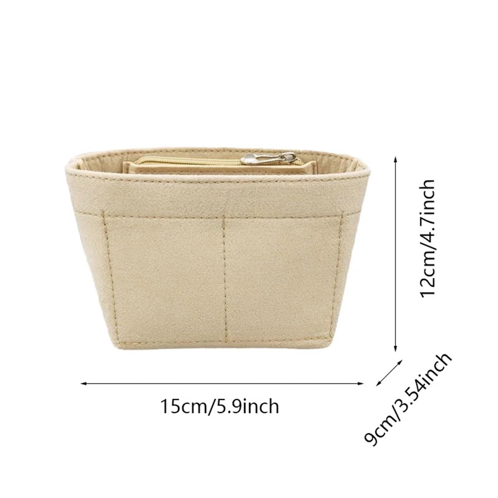 Innentasche Aus Filz 4 Stück Taschen-Organizer, Mini-Taschen-Organizer, Einsatz, geschichteter Liner, leichte Aufbewahrungstasche, geeignet for Taschen(Beige No Zip)