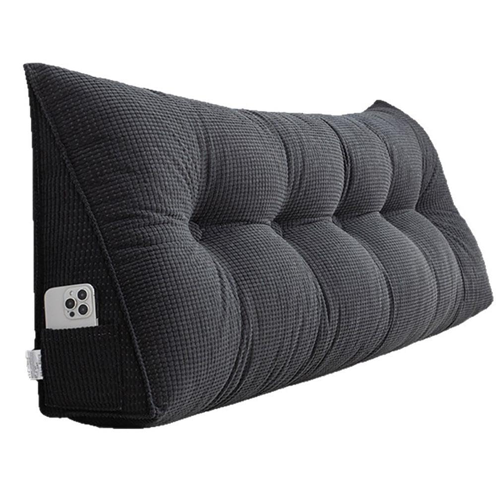 BCVPGF Triangular Headboard Cushion, Headboard Pillow, Wedge Lumbar Pillows, Bedroom Wedge Cushions, Backrest Positioning Support Long Pillows for Daybed,Black-120cm