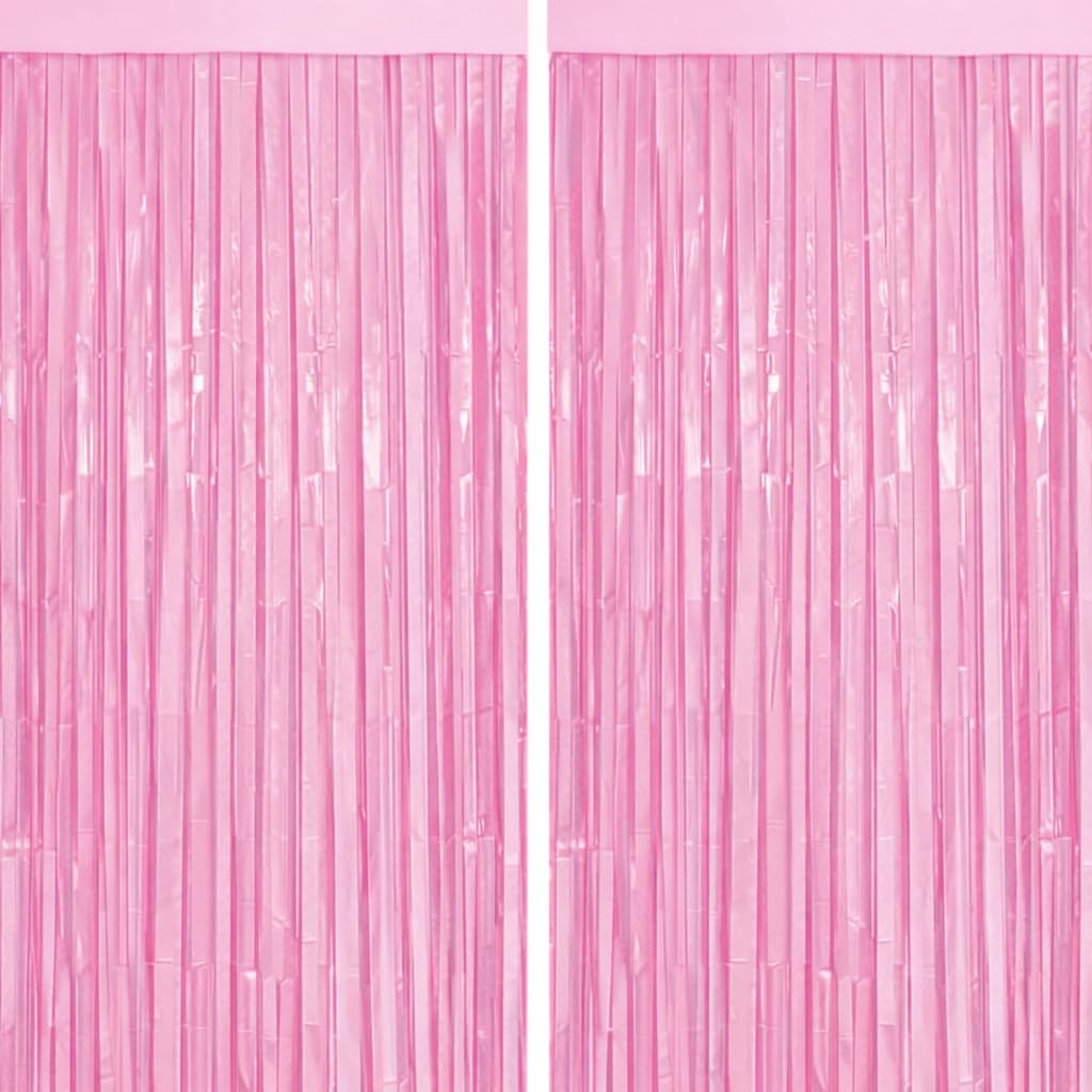 Rimi's Pastel Light Pink Foil Curtains for Birthday Decoration Backdrop 2 pcs (3ft × 6ft Each)| Fringe Tinsel Metallic Foil Curtains for Anniversary, Baby Shower, Party Backdrop, Wall Decorations-image-33