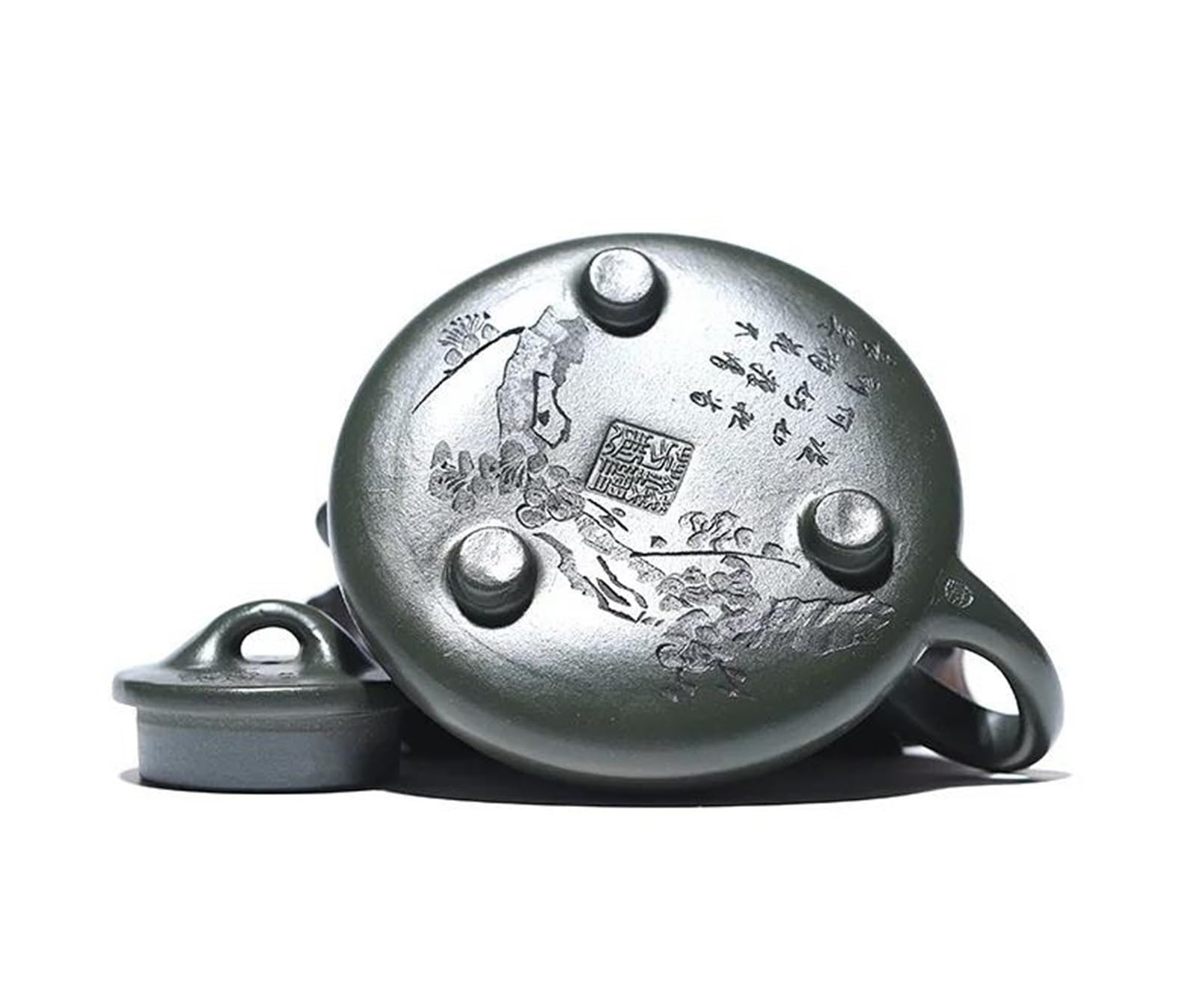 Théière Artisanale en Terre Crue Vert foncé avec Filtre, Service à thé Zisha, théière Ancienne en Argile Violette d'Yixing (200 ML), théières et cafetières, Service à thé de Voyage
