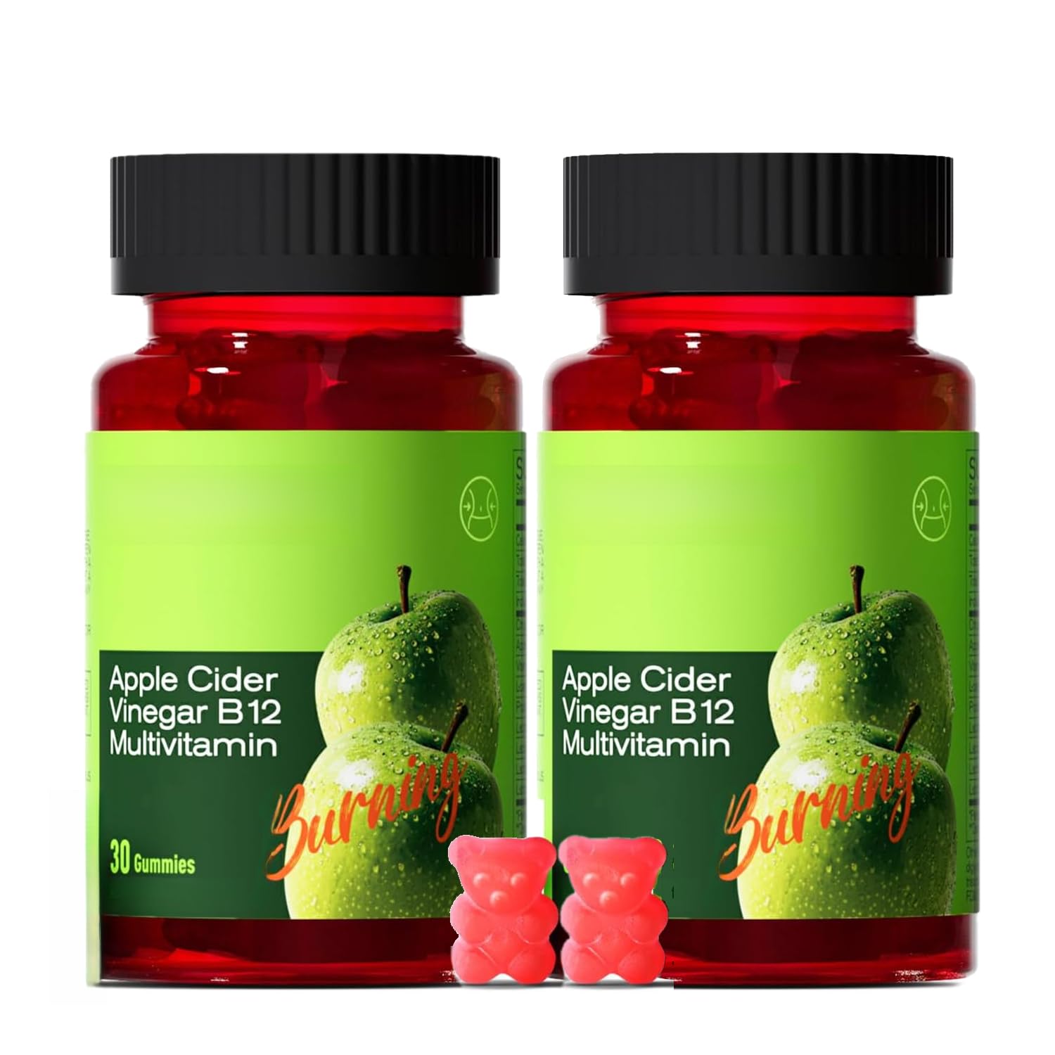 Gomitas de vinagre de sidra de manzana, Sin azúcar,2PCS | Vitaminas orgánicas, Pérdida de peso, Multivitaminas, Apoyo diario a la vitalidad, Sin OGM