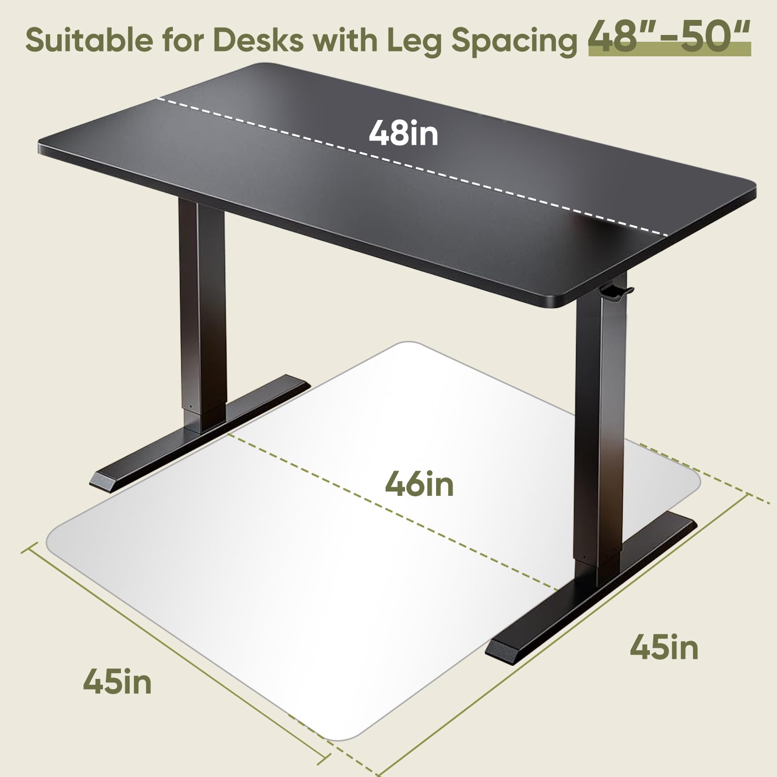 Tapete para silla de 45 x 45 pulgadas para alfombra, tapete de cristal templado para silla