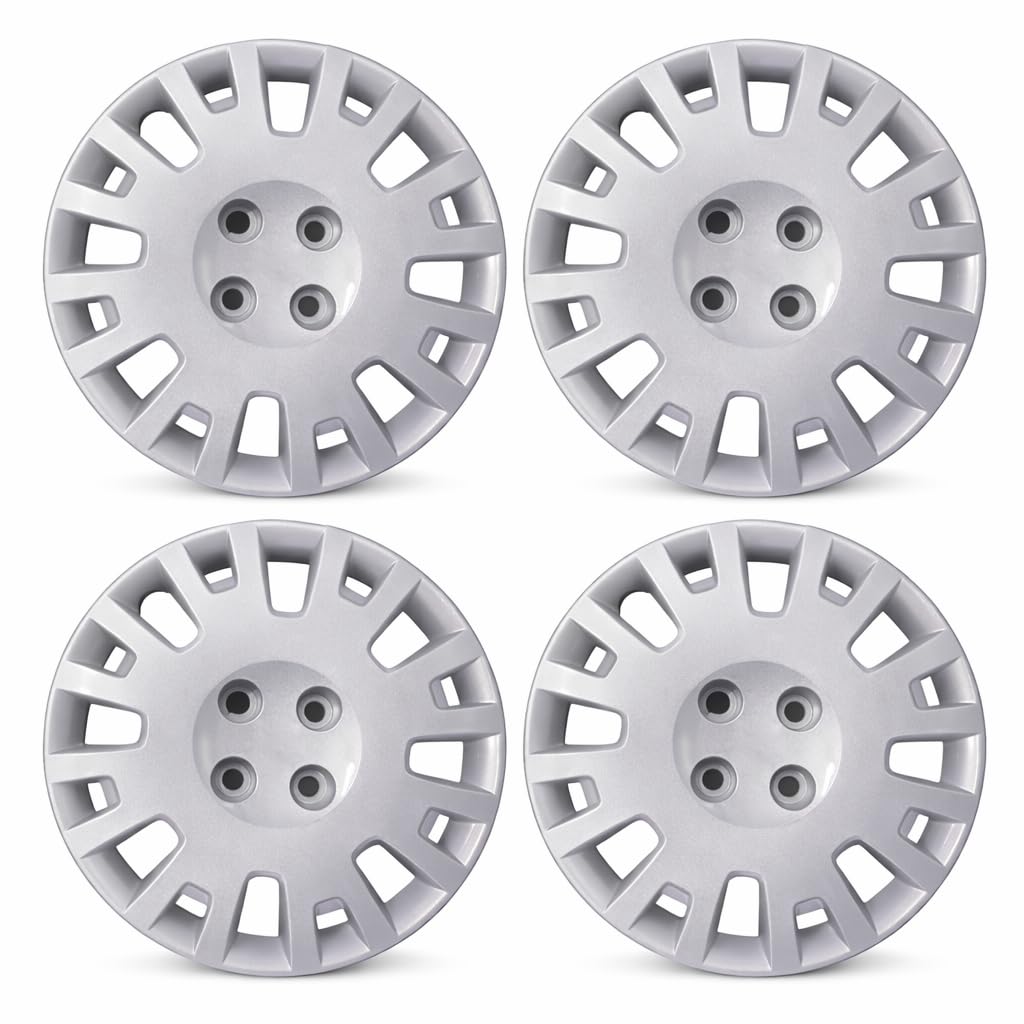 Set 4 Copricerchi 15 Pollici Compatibili con Citroën Nemo e Fiat Fiorino/Qubo dal 2008 in poi - Kit 4 Copriruota Auto dal Design Elegante, Installazione Rapida
