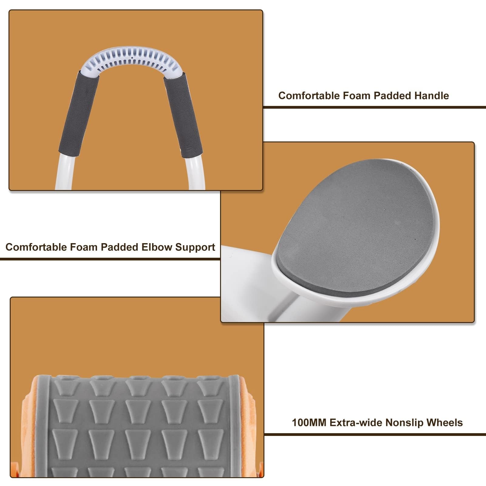 Ruota For Addominali Con Supporto For Gomito, Carico 150 Kg,Rullo For Esercizi Addominali Di Rimbalzo Con Ginocchiera,Stimolatore Addominale For Allenamento In Palestra A Casa, Allenamento For La Forz