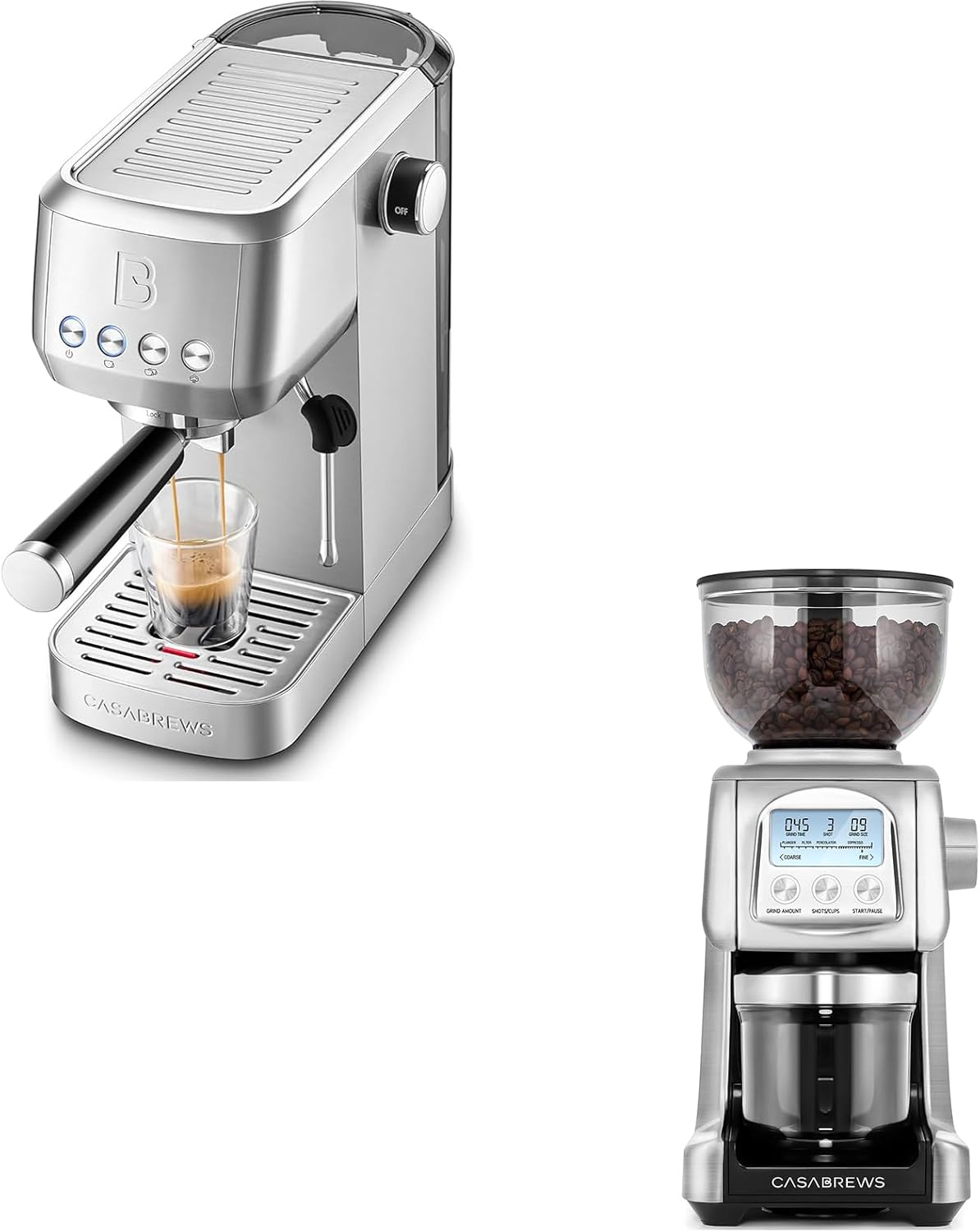 CASABREWS 3700 Essential Espresso Machine 20 Bar with Tornado Electric Conical Burr Coffee Grinder