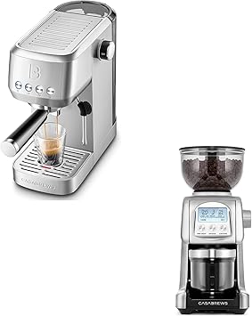 CASABREWS 3700 Essential Espresso Machine with Tornado Electric Conical Burr Coffee Grinder