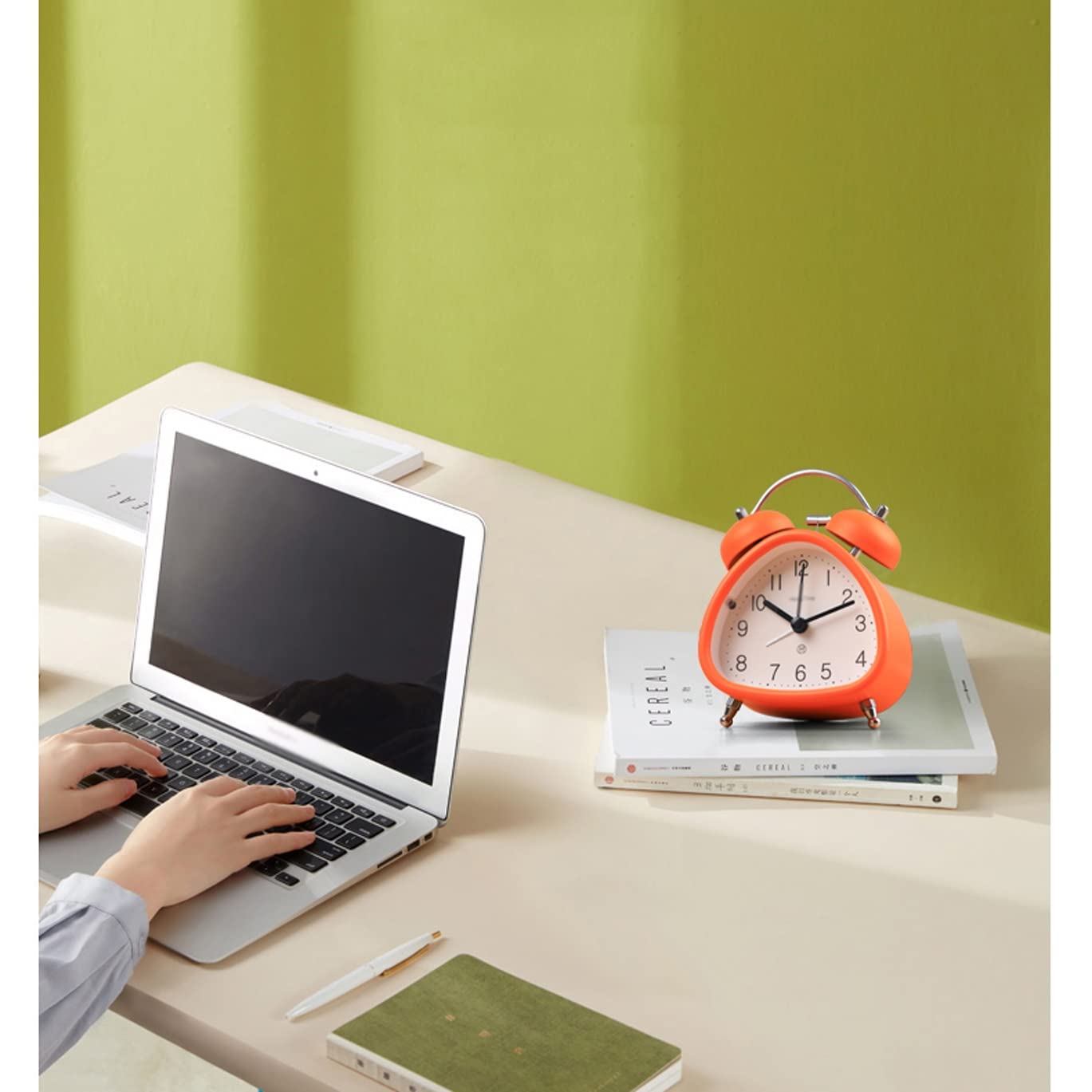 Despertador, Reloj mecánico silencioso a Pilas con Campana for Oficina(Orange)