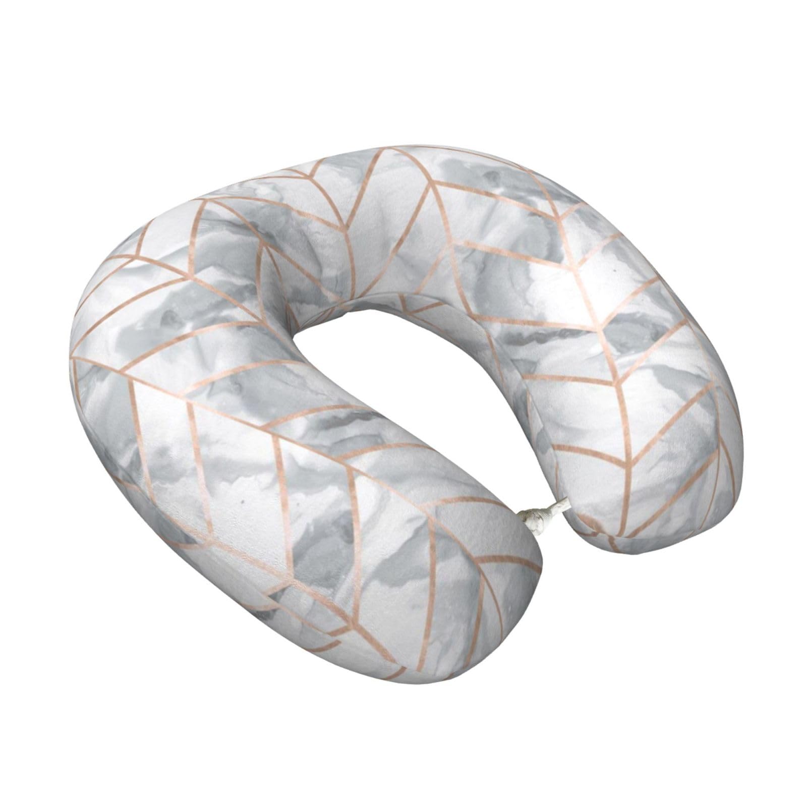 LKYMOH Marble Herringbone Rose Gold, Travel Neck Pillow U-Shaped Memory Neck Support Soft Comfortable With Washable Cover For Airplane Car Traveling and Office