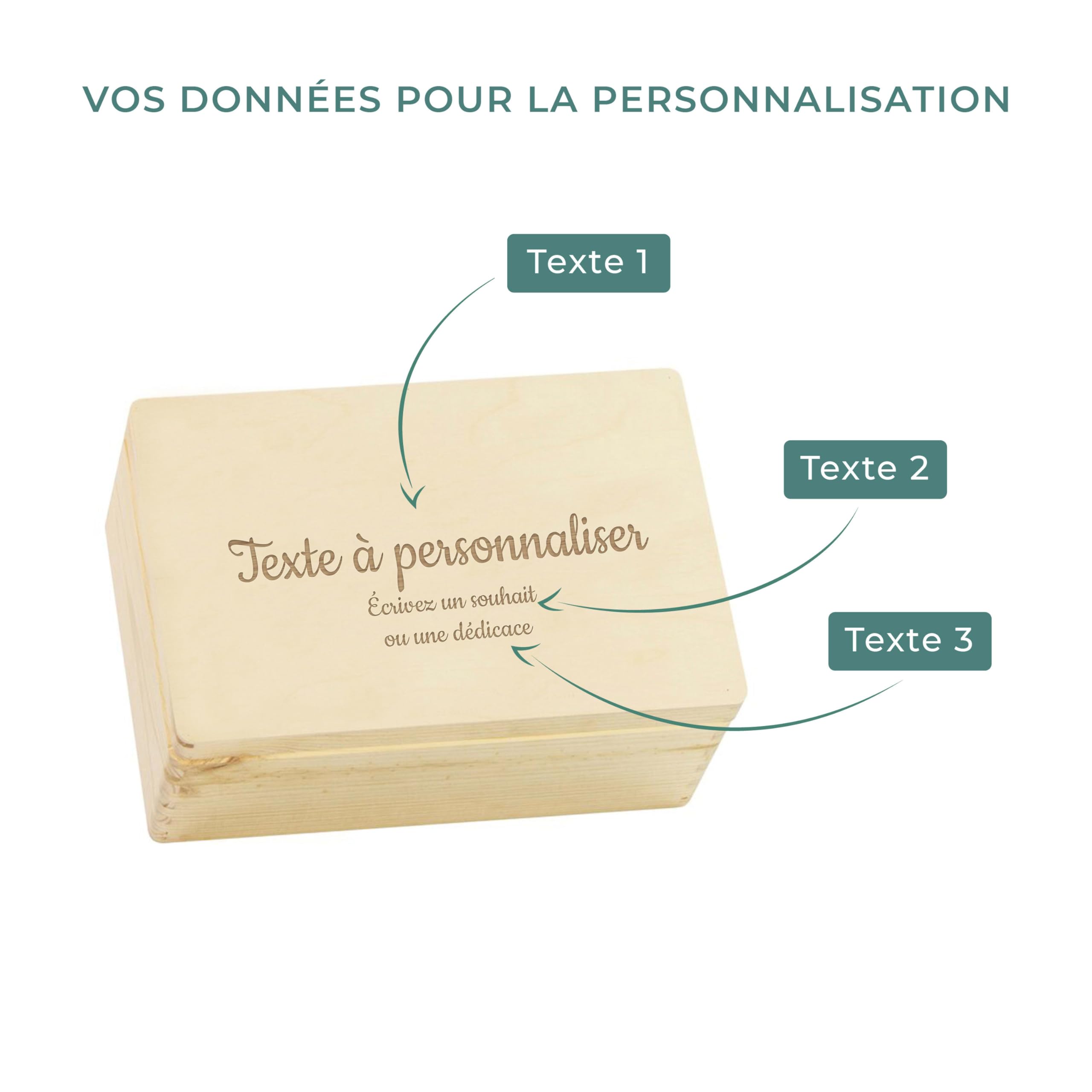 LAUBLUST Boîte à souvenirs bébé personnalisée - Cadeau de naissance avec gravure souhaitée | Tailles S, M, L, XL - Boîte à souvenirs pour filles & garçons | Boîte en bois naturel ou blanc, FSC®