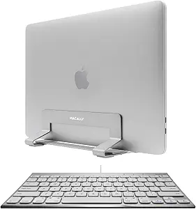 Macally Wired Mini Keyboard and a Vertical Adjustable Laptop Stand, Modernize Your Office Space
