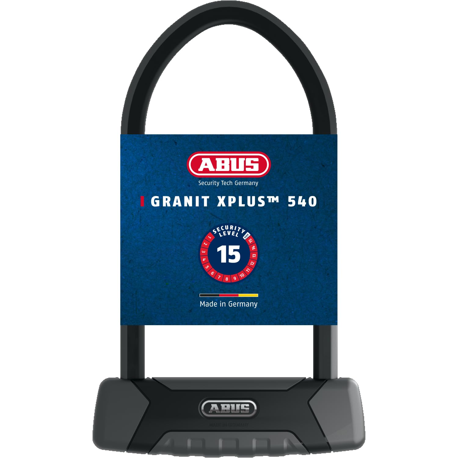 ABUS Bügelschloss Granit XPlus 540 + SH B-Halterung - Fahrradschloss mit XPlus Zylinder als Manipulationsschutz - ABUS-Sicherheitslevel 15-230 mm Bügelhöhe